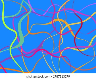 
Abstract colored background. Wavy colored lines on a blue background.