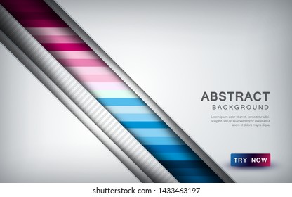 Abstract colored background with white overlap layer and texture shape decoration. Pink and blue palette.