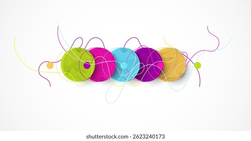 Abstractas fondo de color.  Círculos de alambre. Elementos de arte de ciencia o tecnología moderna. Ilustración de superficie. Vector.