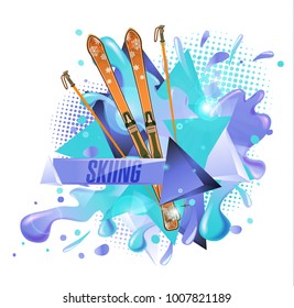 Abstract colored backgrounds, ski sport text, vektor