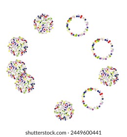 Abstract colored balls background. Multi-colored taw toy scattered on bright paper.  Colorful hand painted illustration.
