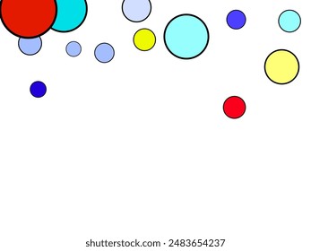 Abstract colored balls background. Multi-colored taw toy scattered on bright paper.  Volumetric background, vector.