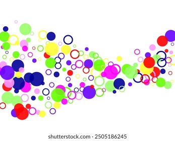 Abstract colored balls background. Multi-colored taw toy scattered on bright paper.  Volumetric background, vector.