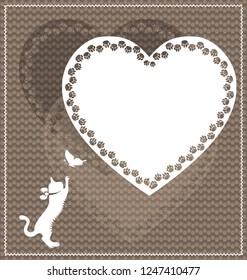 abstract colored beige image of love and cat