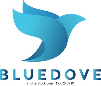 abstract colored bird icon, blue dove or falcon logo 