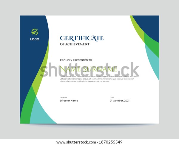Abstract\
Colored Blue and Green Waves Certificate\
Design
