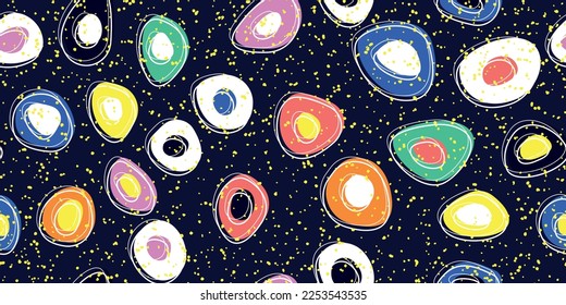 Abstract colored and bright bacteria. For applying to a seamless surface and printing on wallpapers, textiles, pillows, notebooks, ceramics.