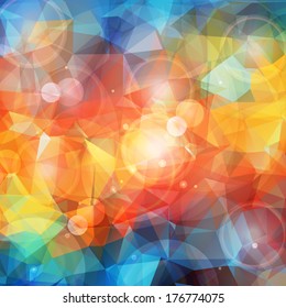 Abstract colored bright summer background with lens flare, vector illustration