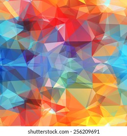 Abstract colored bright summer background, triangular geometric style 