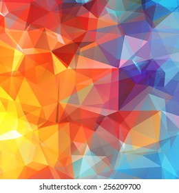 Abstract colored bright summer background, triangular geometric style 