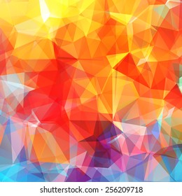 Abstract colored bright summer background, triangular geometric style 