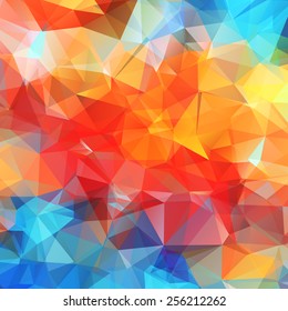 Fondo de verano brillante de color abstracto, estilo geométrico triangular