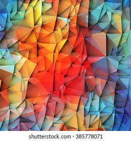 Abstract colored bright summer background, triangular geometric style 3d