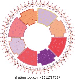 Abstract colored circle of geometric shapes.