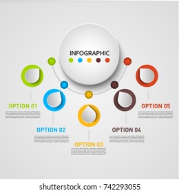 Abstract colored circle infographic number options template.Can be used for workflow layout, diagram, business step options, banner, web design.