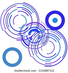Abstract colored circles, lines, on white background, vector, business