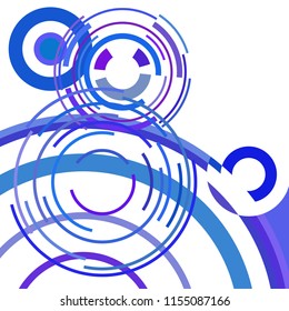 Abstract colored circles, lines, on white background, vector, business