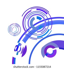 Abstract colored circles, lines, on white background, vector, business