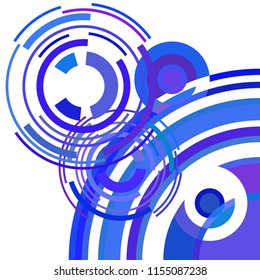 Abstract colored circles, lines, on white background, vector, business