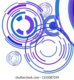 Abstract colored circles, lines, on white background, vector, business