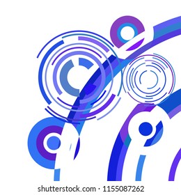 Abstract colored circles, lines, on white background, vector, business