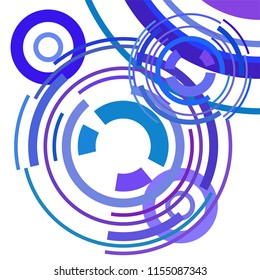 Abstract colored circles, lines, on white background, vector, business