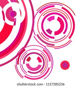 Abstract colored circles, lines, on white background, vector, business