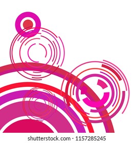 Abstract colored circles, lines, on white background, vector, business