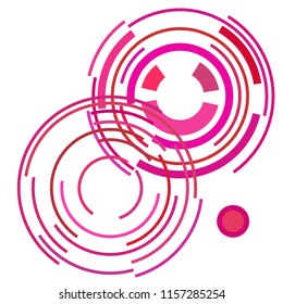 Abstract colored circles, lines, on white background, vector, business