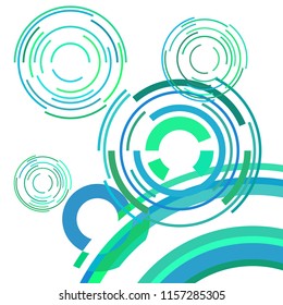 Abstract colored circles, lines, on white background, vector, business