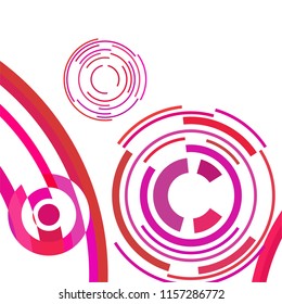 Abstract colored circles, lines, on white background, vector, business