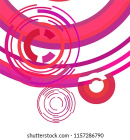 Abstract colored circles, lines, on white background, vector, business