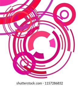 Abstract colored circles, lines, on white background, vector, business