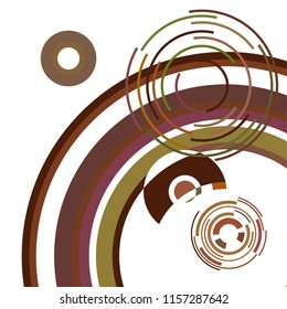 Abstract colored circles, lines, on white background, vector, business