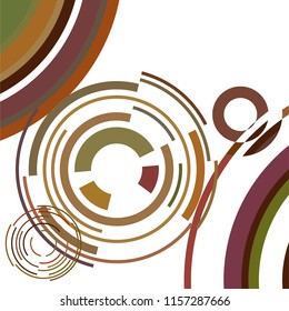 Abstract colored circles, lines, on white background, vector, business