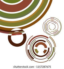 Abstract colored circles, lines, on white background, vector, business