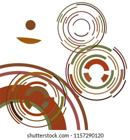 Abstract colored circles, lines, on white background, vector, business
