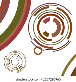 Abstract colored circles, lines, on white background, vector, business