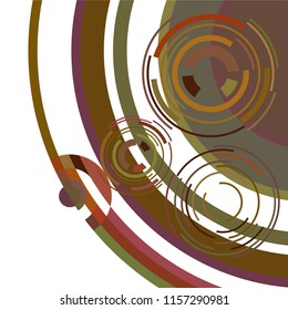 Abstract colored circles, lines, on white background, vector, business
