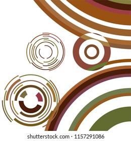 Abstract colored circles, lines, on white background, vector, business