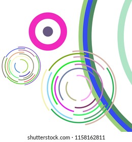 Abstract colored circles, lines, on white background, vector, business