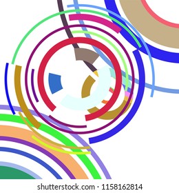 Abstract colored circles, lines, on white background, vector, business