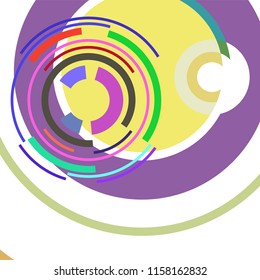 Abstract colored circles, lines, on white background, vector, business