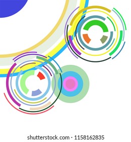 Abstract colored circles, lines, on white background, vector, business