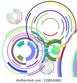Abstract colored circles, lines, on white background, vector, business