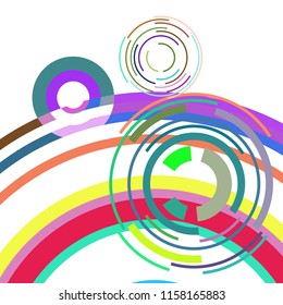 Abstract colored circles, lines, on white background, vector, business