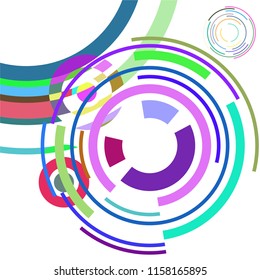 Abstract colored circles, lines, on white background, vector, business