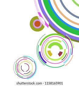 Abstract colored circles, lines, on white background, vector, business