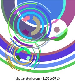 Abstract colored circles, lines, on white background, vector, business