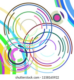 Abstract colored circles, lines, on white background, vector, business